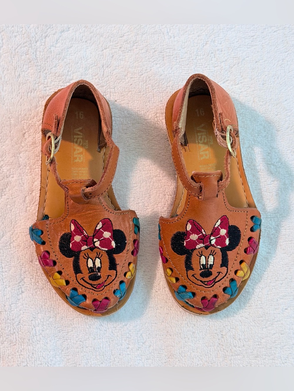 Visar | Mexican Huarache Leather Sandals | Minnie Mouse Embroidery | Size 9